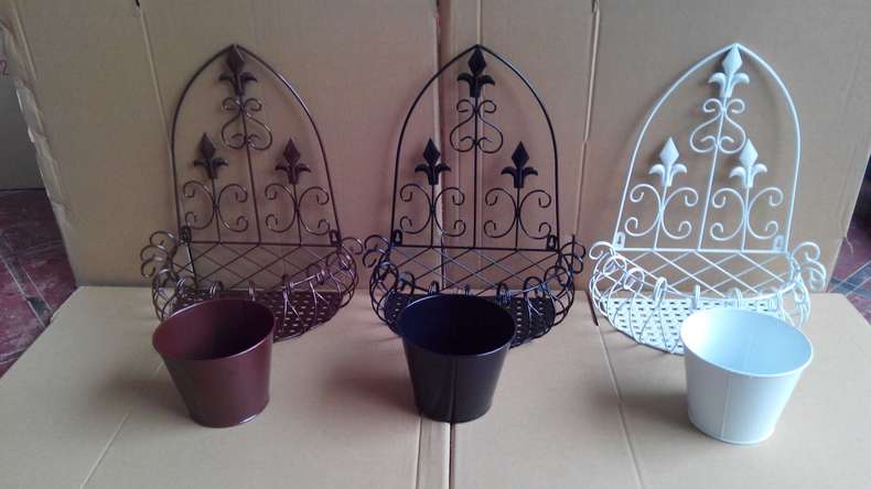 Green Flower Stand Hanging Wall Indoor Balcony Hanging Semi-Circular Flower Stand