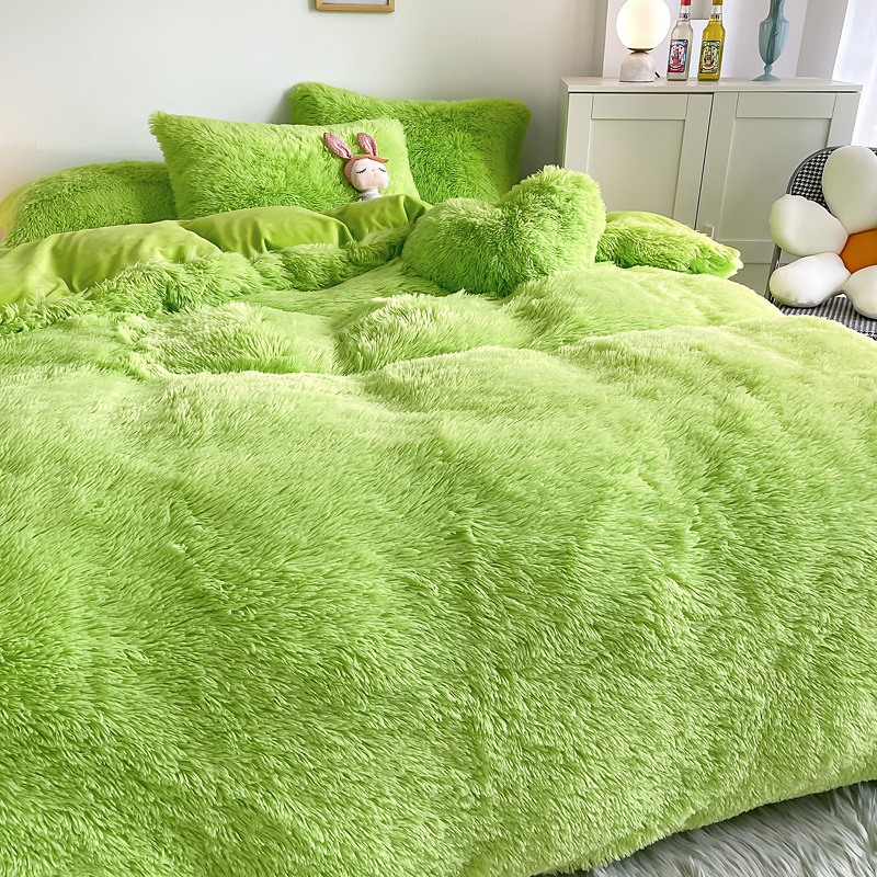 Plush Shaggy Velvet Fluffy Bed Duvet Covers Set in Multi Color Custom Luxury Designs