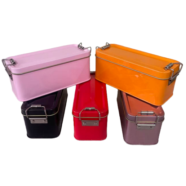 150* 60* 60mm Small Rectangle Tin Box Snap Lock Black Red Pink Tinplate Cans for Pineapple Cakes