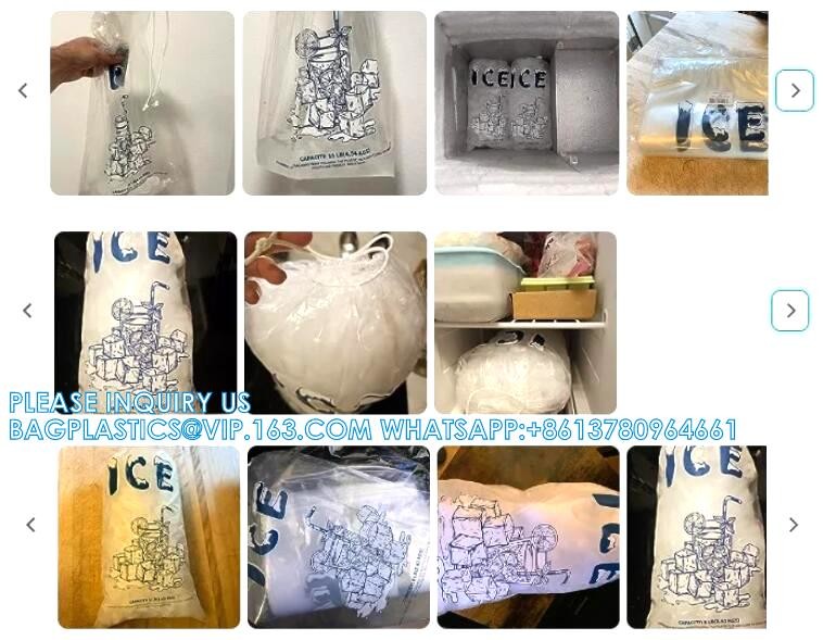 Custom Logo Printing Food Grade Strong Material 8 Lb 10 Lb 20lb Plastic Twist Ties Handle Wicket Ice Cube Bags Set