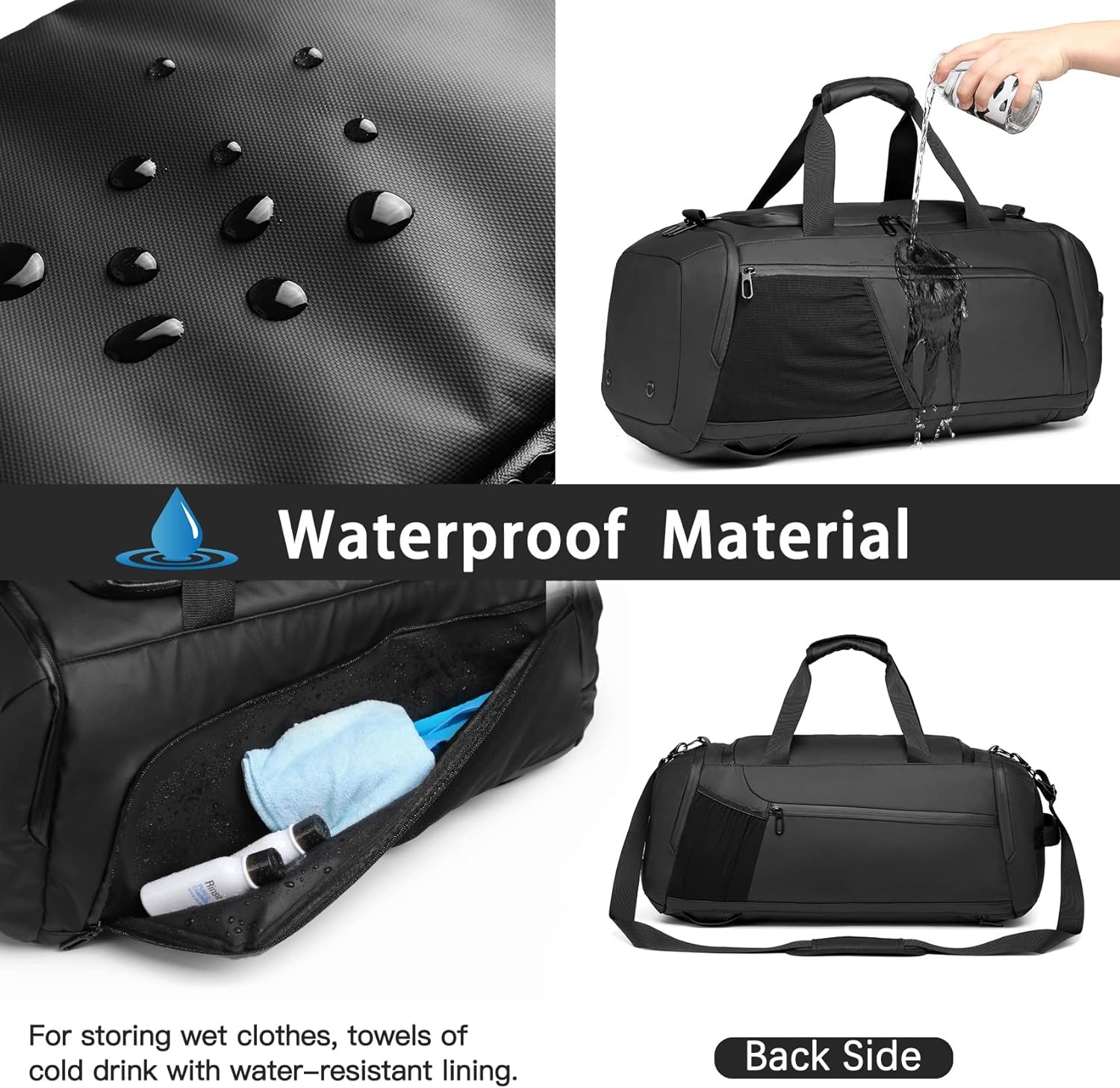 GYM DUFFLE BAG WATERPROOF SPORTS DUFFEL BAGS TRAVEL WEEKENDER BAG FOR MEN WOMEN OVERNIGHT BAG WITH SHOES COMPARTMENT