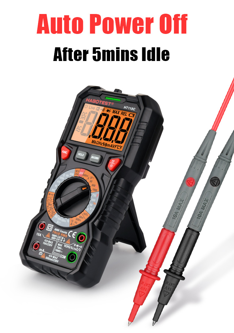 HT118C True RMS Digital Meter Measurement , 750V Digital Ohm Meter
