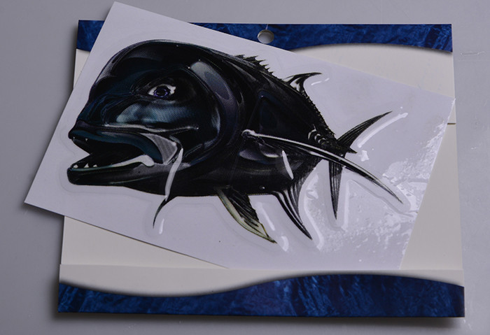 Personalised full color engraving fish individual packing sticker decal printing
