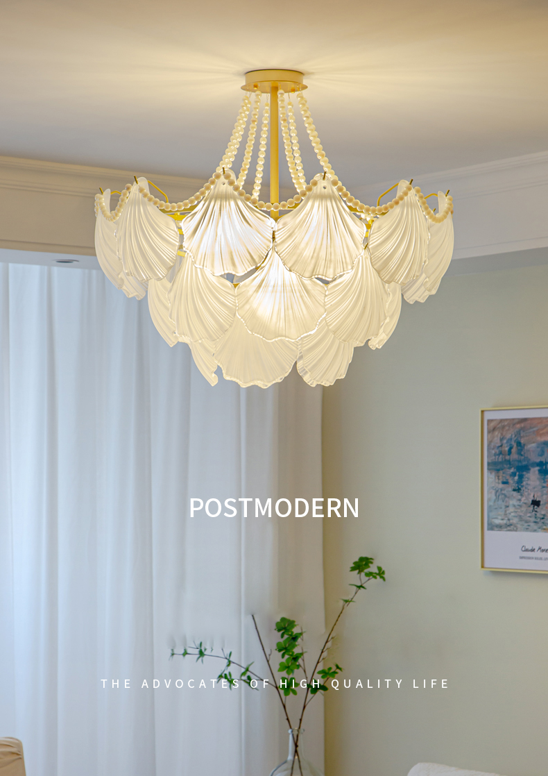 Modern Led Chandelier For Living Room Frosted Glass Luxury Shell Chandelier Lamp(WH-CY-247)