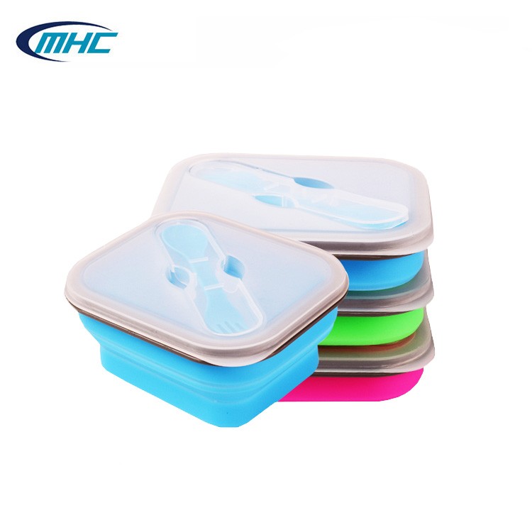 Reusable Silicone Collapsible Lunch Box Customized Food Storage Silicone Container