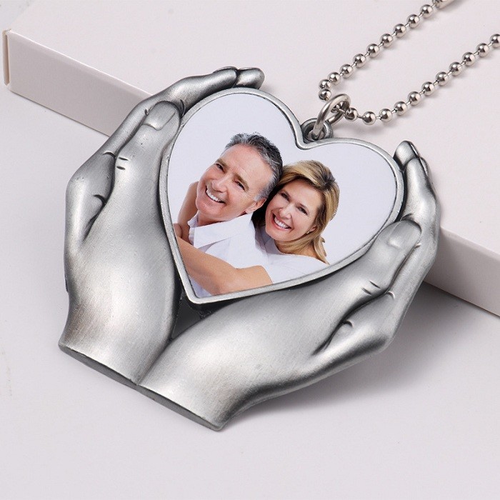 Sublimation blank hand heart shape ornament car pendant
