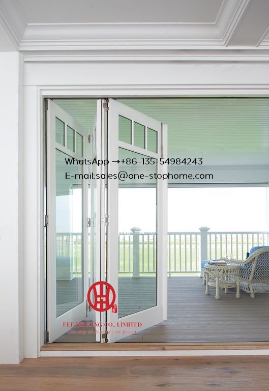 Aluminum frame interior tempered folding glass door,3 or 4 panes double glazed aluminum profile glass bi-folding door