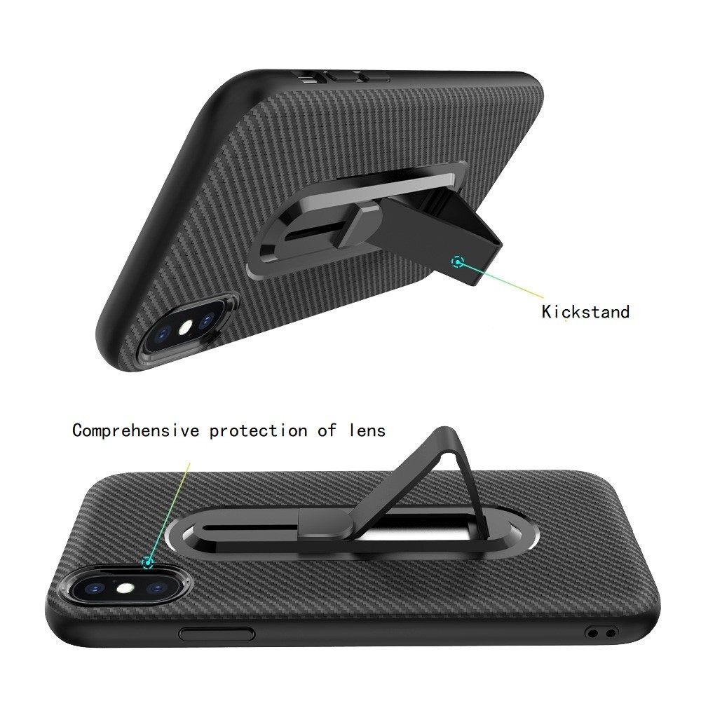 Color Black Carbon Fiber Invisible Kickstand TPU Case Back Cover For Oppo R9 Plus R9s Plus R11 R15 Pro Reaime 2 A59/F1S