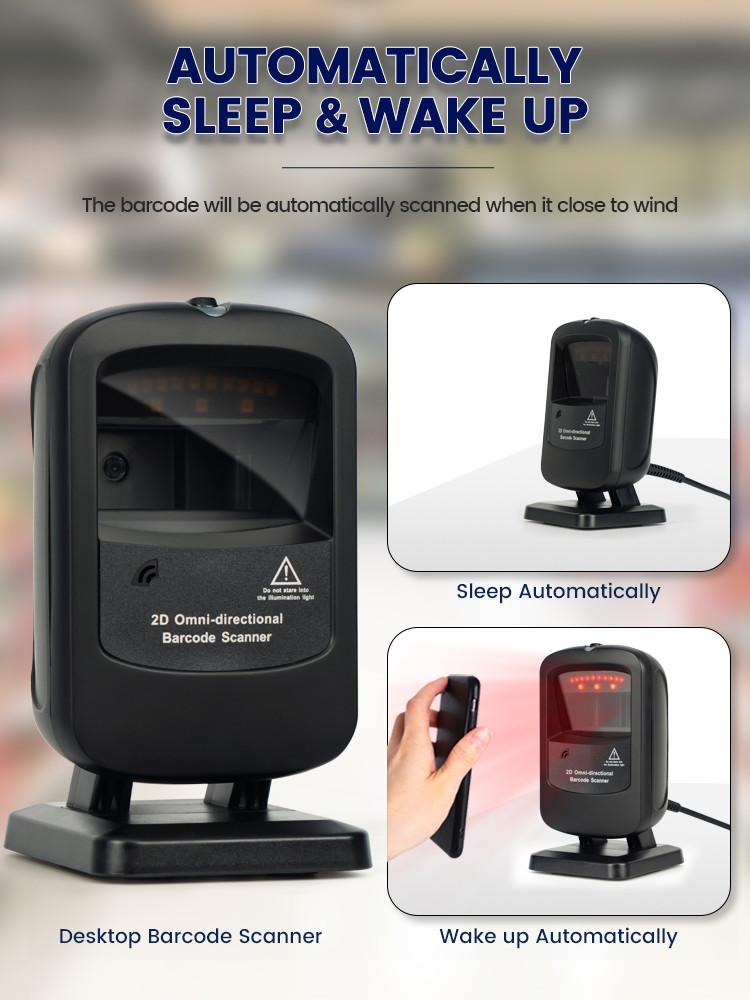Area Imaging Desktop Barcode Scanner 2d 1D PDF417 USB Omnidirectional