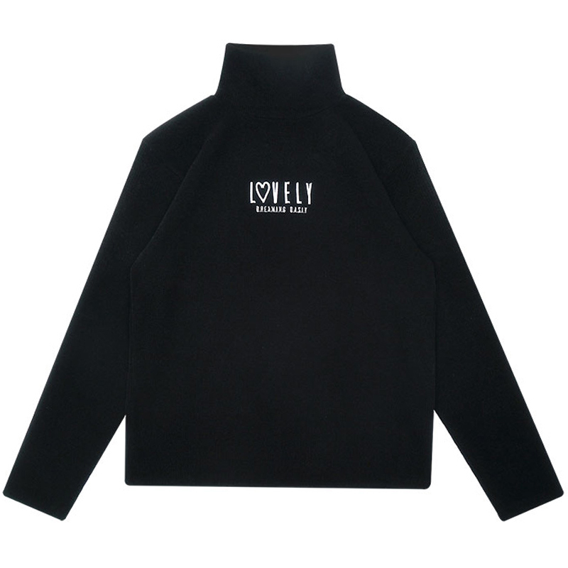Turtle Neck Women Winter Clothing Hoodies Embroidery