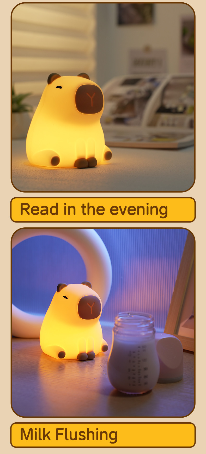 New Cute Capybara Silicone Night Light Usb Rechargeable Led Pat Lamp Timing Dimming Decorative Table Sleep Night Lamp