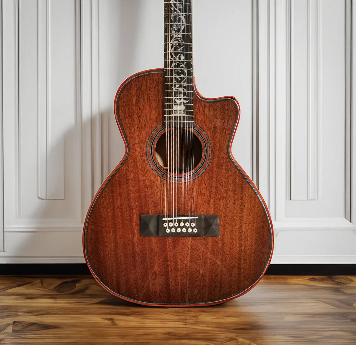 Custom Handcrafted OO Body Cutaway Acoustic Guitar with 12 Strings Double PRO Pickup