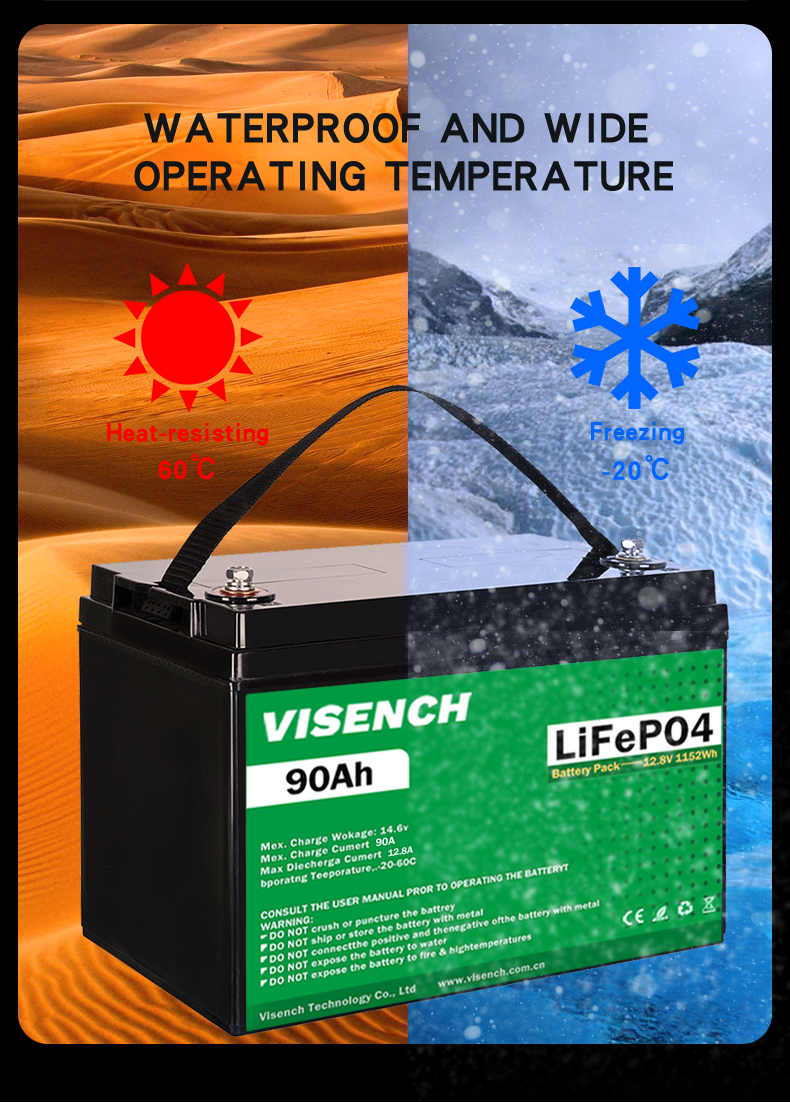 Visench Deep Cycle Storage Energy System 12V 70Ah Lifepo4 Rechargeable Lithium Iron Phosphate Battery