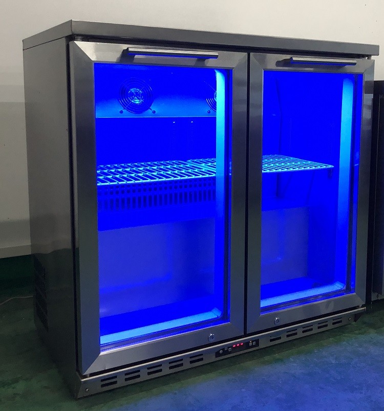 Double Doors Back Bar Refrigerator For Beverage Cooling Bottom Mount Type