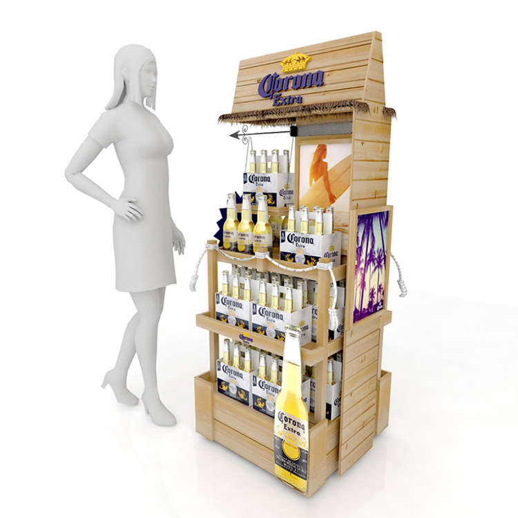Customized Cosmetic Display Stand Wooden Display Shelf Unit Moisturizing Cream
