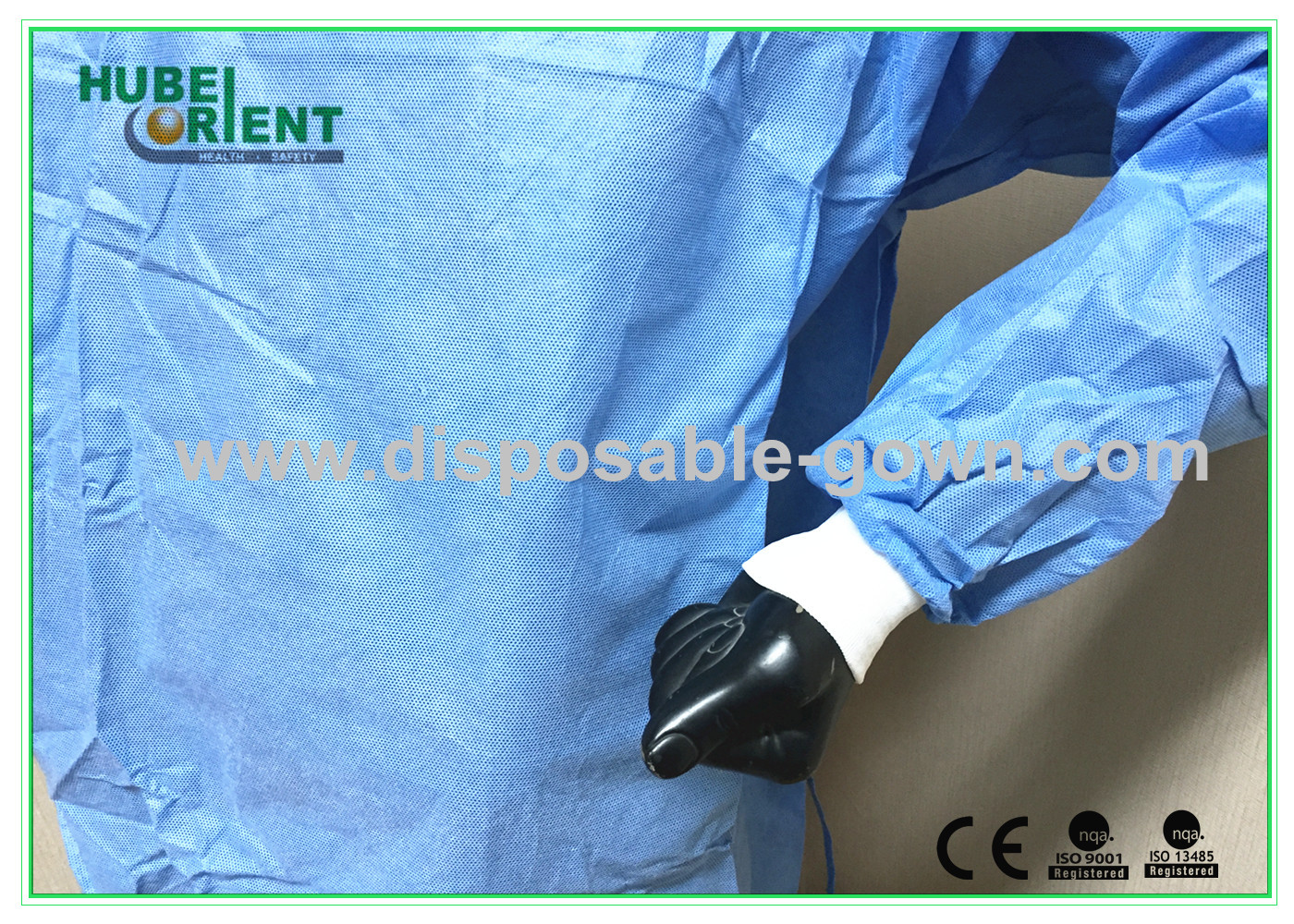 Hospital Level3 Disposable SMS Surgical Gown Dark Blue With Knitted Wrist