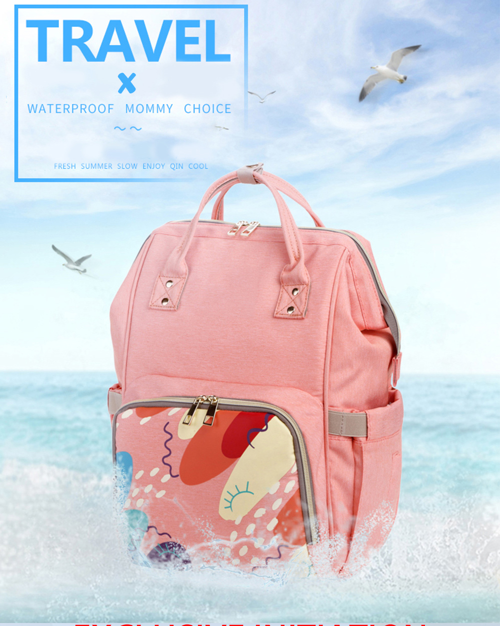 Water Resistant Red 17L Changing Bag Backpack Large Capacity 0.55kg