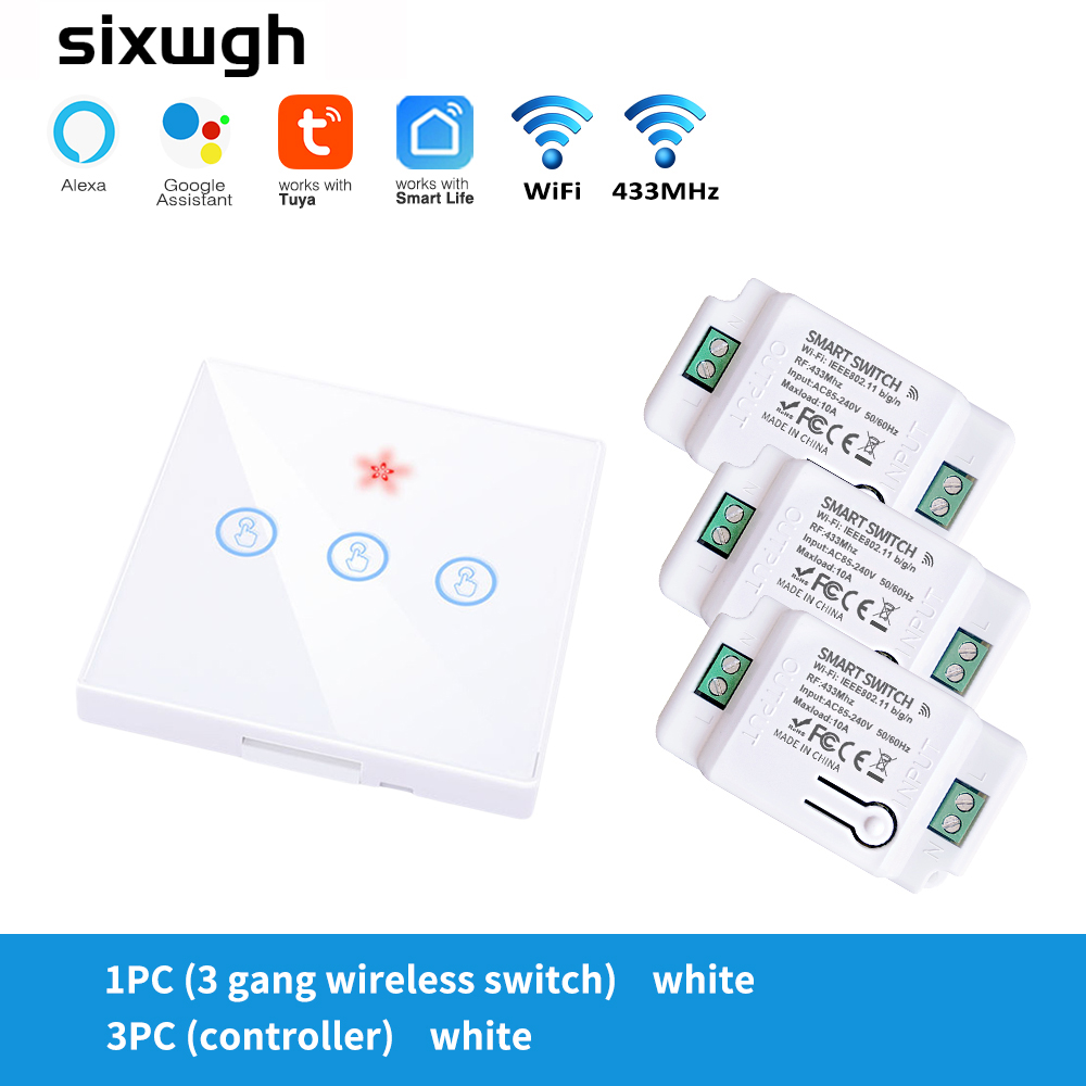 SIXWGH Tuya Wifi Connected Light Switch Home Automation Touch Wall Switch Controller