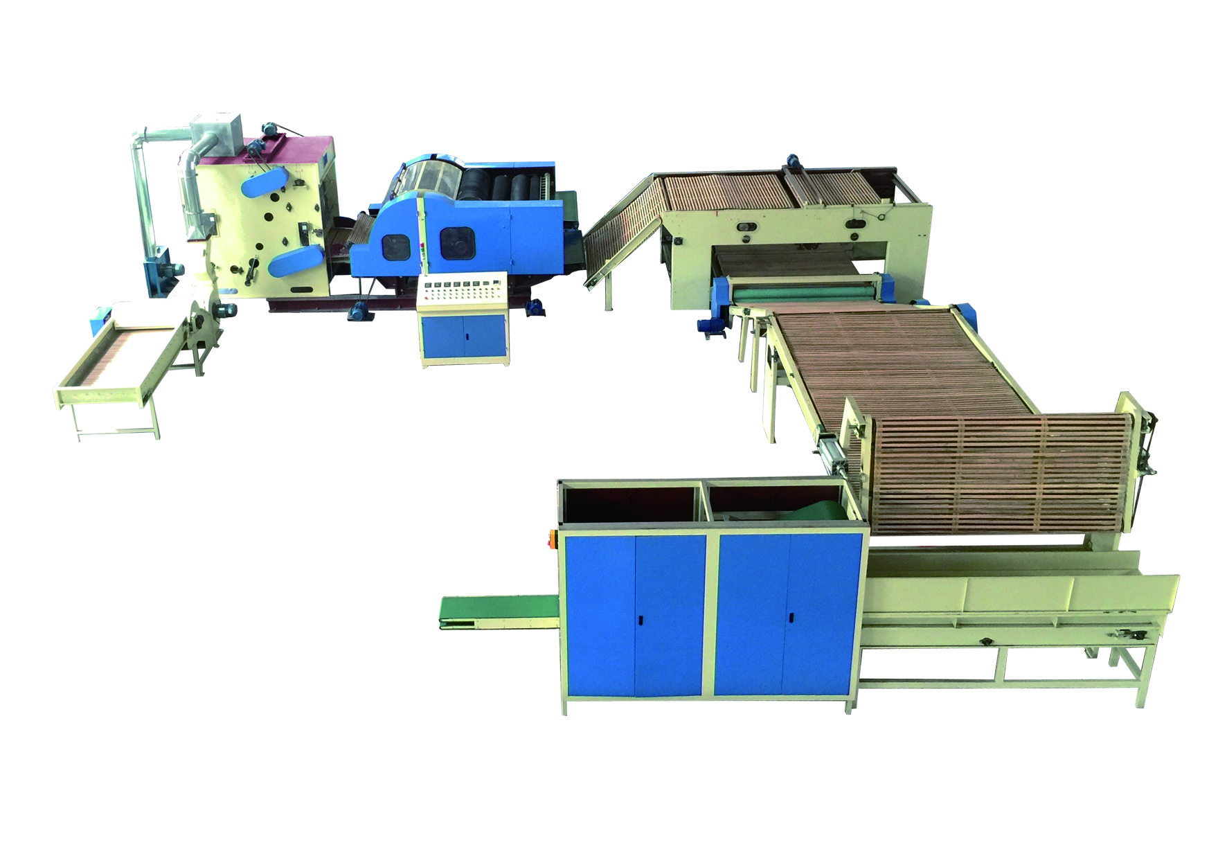 4pcs Min Cnc Pillow Filling Line Roll Making Machines Winding Up PP Cotton Polyester Fiber
