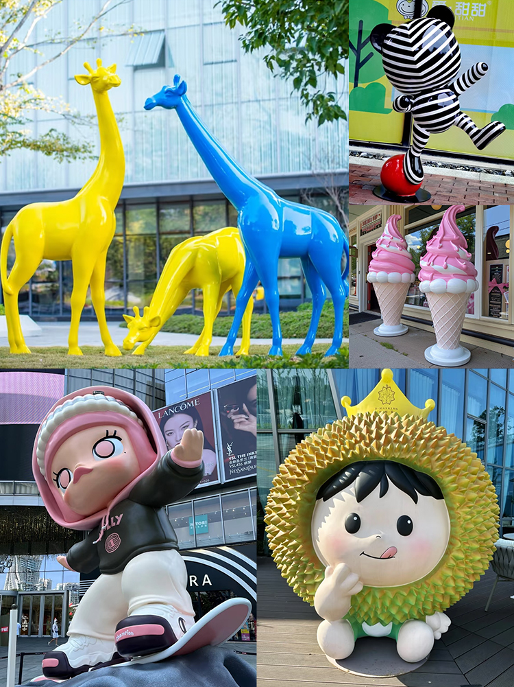 Colorful 3m High 3D Cartoon Resin Fiberglass Sculpture For Event Exhibition Easy To Clean And Long-Lasting