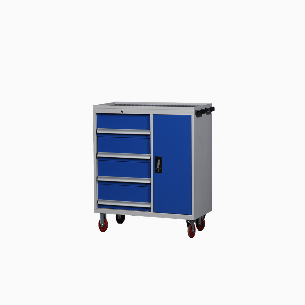Blue 5 Drawer Mobile Tool Cabinets , ISO9001 Mobile Workbench With Tool Storage