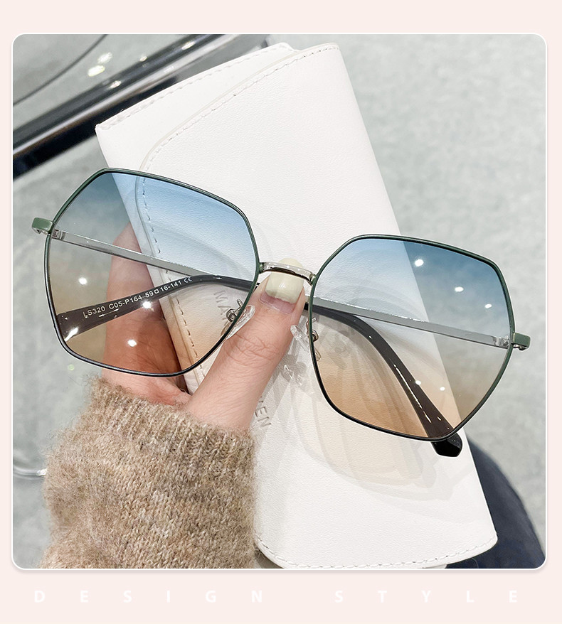 Personalized Polygonal Metal Frame Sunglasses Eye Protection OEM