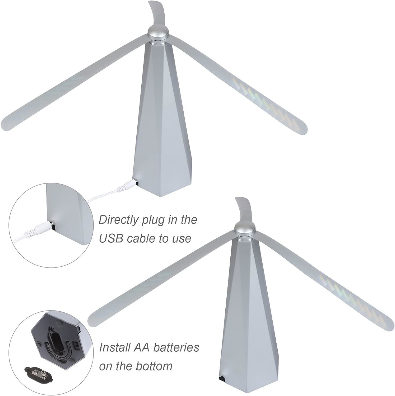 JZ Household Electric Rechargeable Insect Repeller ABS Plastic Sustainable Uv Fly Killer Soft Blades Fly Catcher Fan
