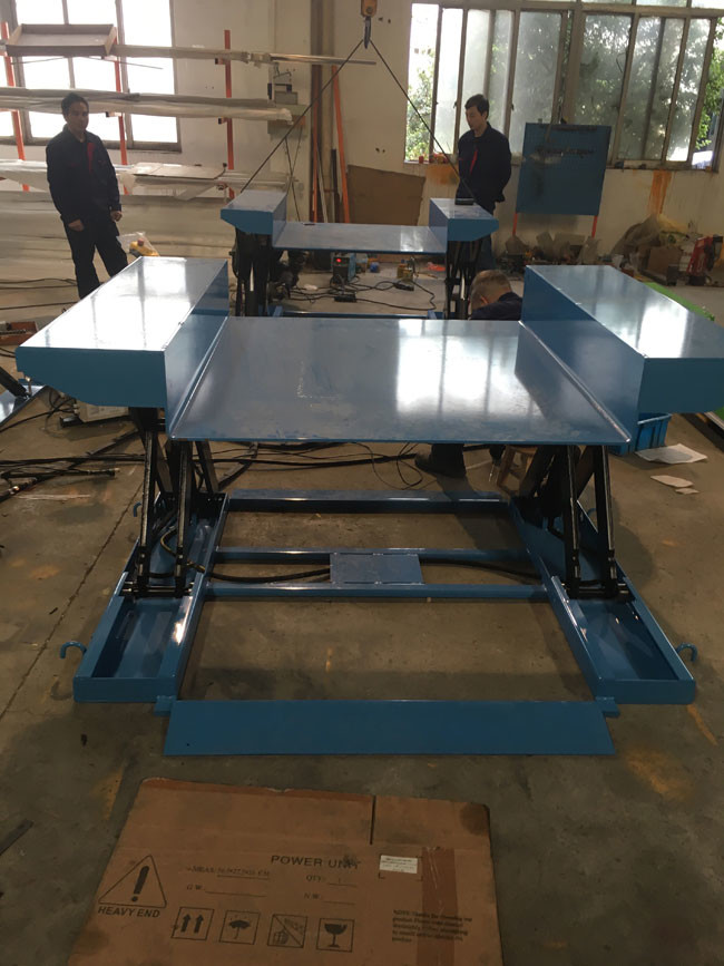 1.5t Low Profile Lift Table With Dock Leveler Scissor Hydraulic Pallet Lift Table