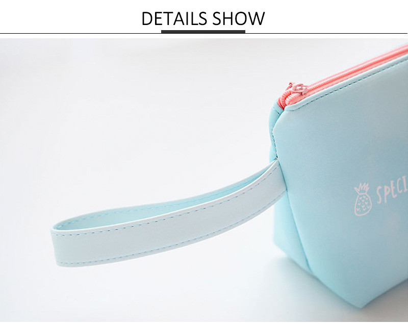 Eco Friendly Zipper Closure Pineapple PU Cosmetic Bag