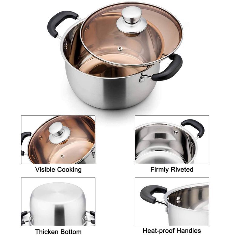 Wholesale Top Seller Kitchen Cooking Ware Hot Pot Induction Stainless Steel Cookware Soup Pot