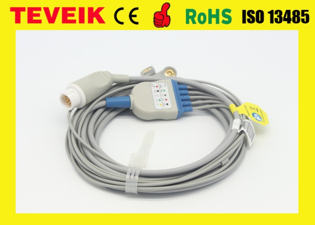Teveik Factory Medical Mindray Round 12pin 5 leads ECG Cable Compatible With Beneview T5,T6,T8