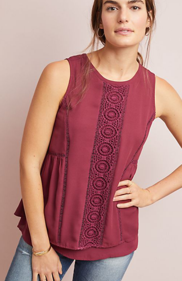 Women Red Sleeveless Top with Back zip