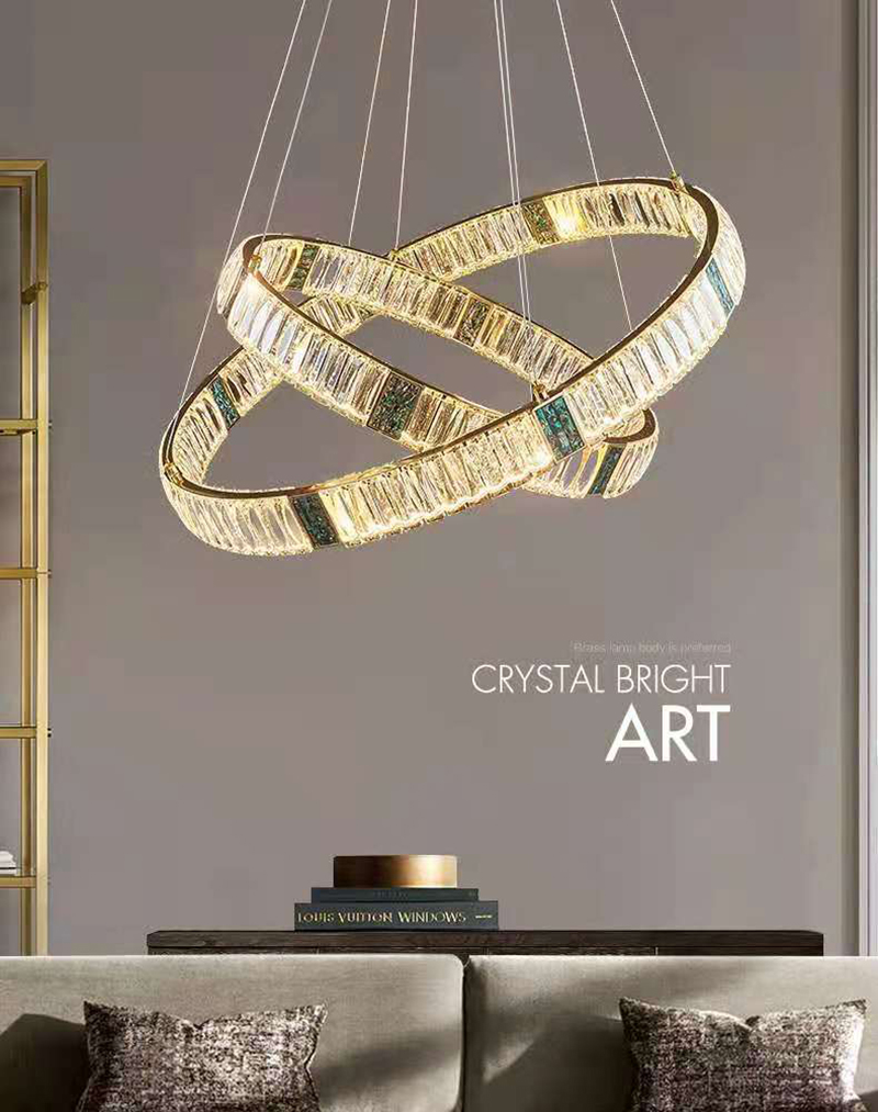 Led Crystal Chandelier For Living Room Creative Design Green Ring Chandelier(WH-CY-236)