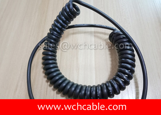 UL Spiral Cable, AWM Style UL20327 24AWG 4C VW-1 105°C 300V, PVC / TPE