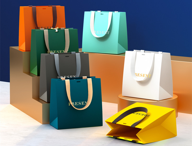 Cardboard Hand Length Handle Luxury Matte Paper Gift Shopping Bag with Custom Logo