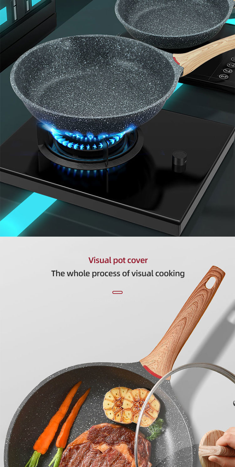 Good Quality Nonstick Frying Pan Skillet Swiss Granite Coating Omelette Pan Healthy Stone Cookware Chef's Pan