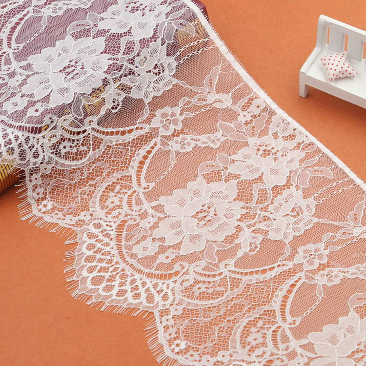 eyelash lace border/lace edged / soft lace with Black / Ivory Double Color