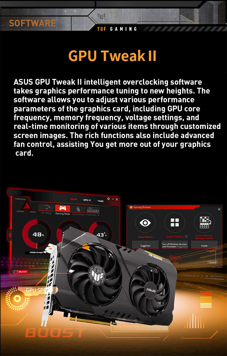Geforce RX 6500XT Gaming Graphics Card 4G GDDR6 PCI Express 4.0x16 TUF-RX6500XT-O4G-GAMING