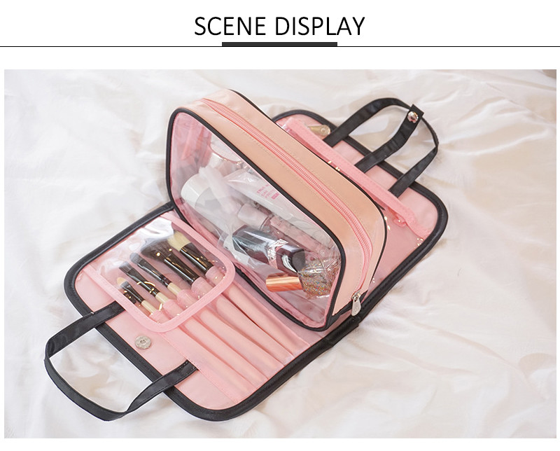 Portable Large Capacity Two Color Cosmetic Travel Makeup Bags