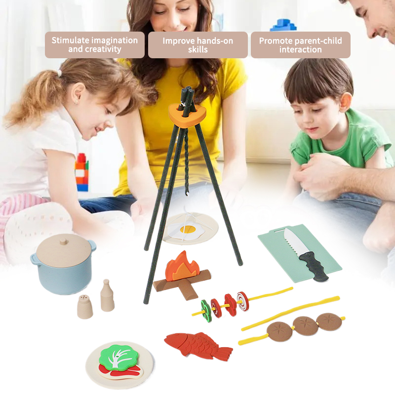 BBQ Barbecue Kitchen Toy Set with Pretend Smoke Kitchen Accessories Play Food Toy for Pretend Play Cooking for Kids
