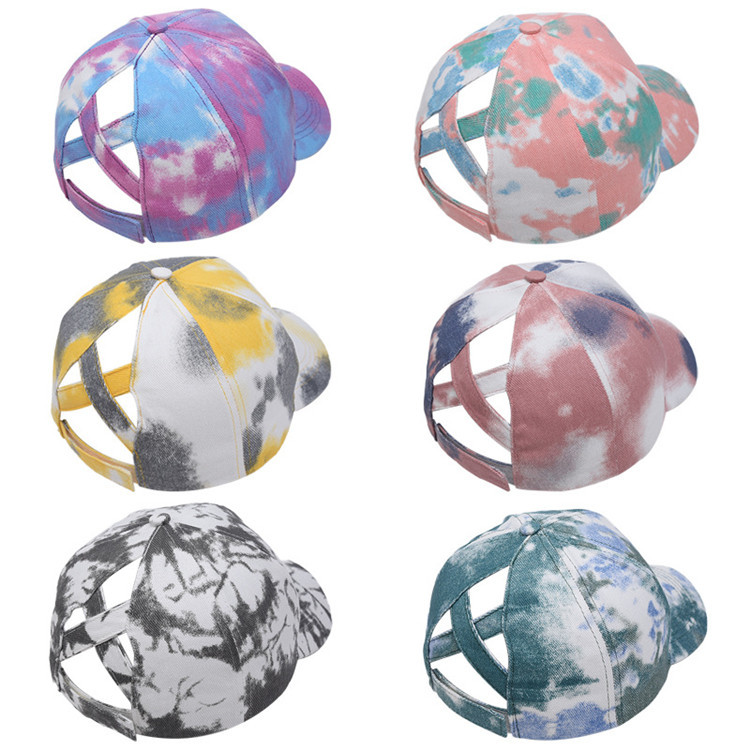 Tie Dye Criss Cross Band Ponytail Baseball Cap 58cm For Adults