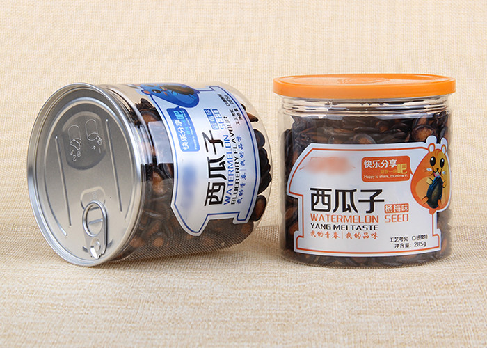 650 Ml Visible Plastic Easy Open Can Round Tube Packaging For Seeds / Dry Fruits