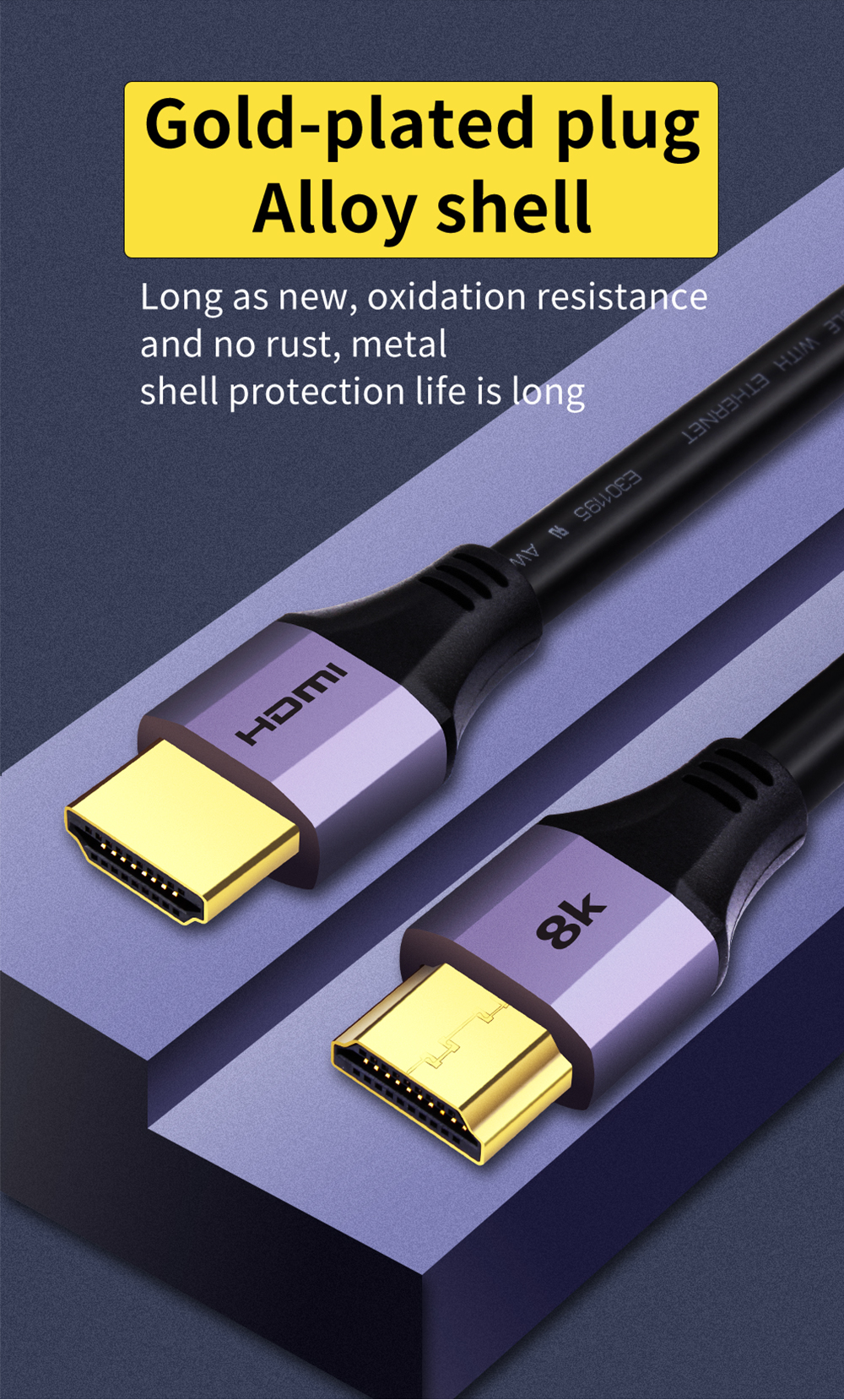 28Awg HDMI Copper Cable Custom Logo For Hdtv Ps4 Hdmi 48Gbps