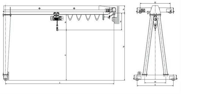 High Performance 50 Ton Semi Gantry Crane / Cantilever Gantry Cranes For Factory