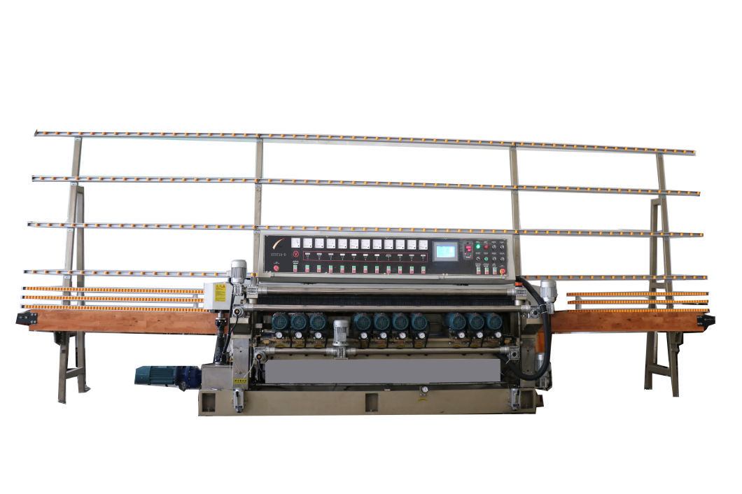 Automatic 11 Motors Glass Mirror Straight Line Beveling and Polishing Machine Glass Processing Edging Machinery