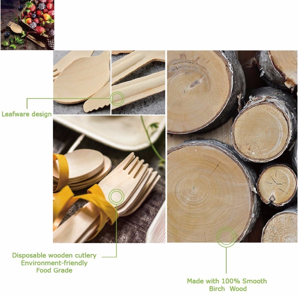 BSCI Wooden Disposable Biodegradable Cutlery Sustainable Degradable