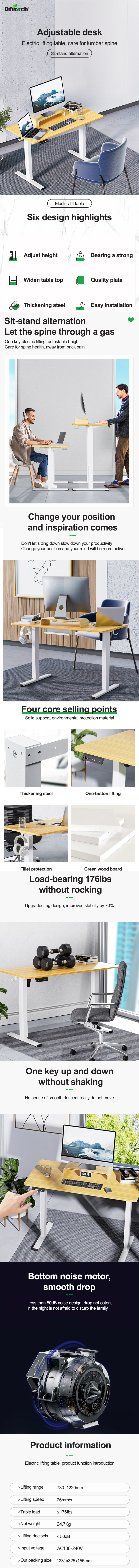 Electric Height Adjustable Desk for Office Furniture Small Computer Stand Study Table