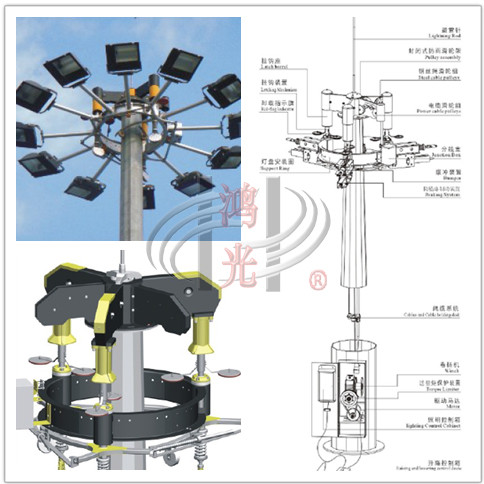 60ft Steel Tubular Electric Pole Commercial Area Galvanized Octagonal Pole