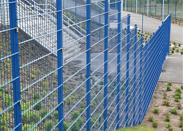 Double Wire Welded Security Fence , 1m Silver Galvanized Wire Fence Panels