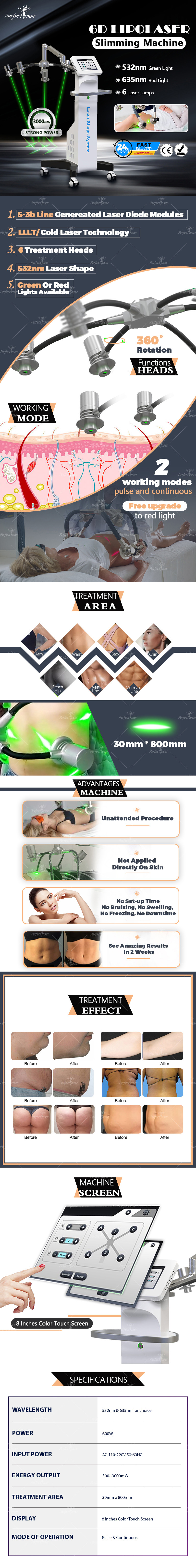 Cellulite Removal 6D Laser Body Slimming Beauty Machine High Quality
